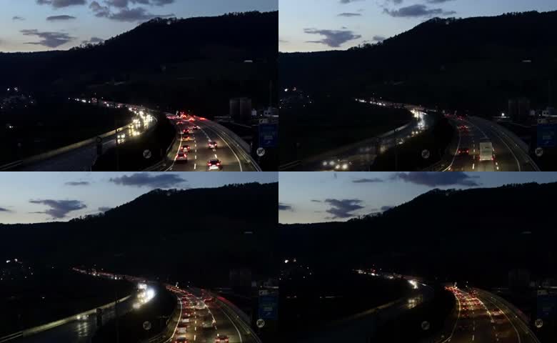 暮色下高速道路车辆穿梭