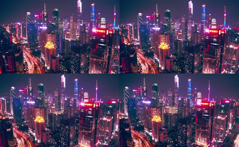 震撼航拍广州CBD城市繁华夜景2