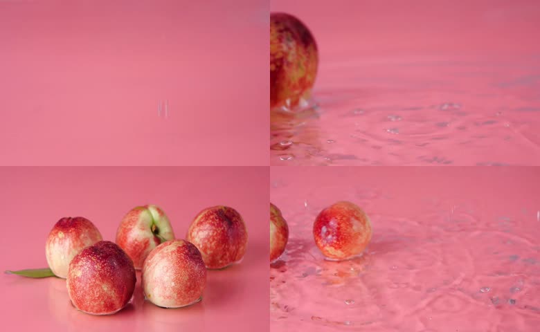 水上新鲜油桃特写 
