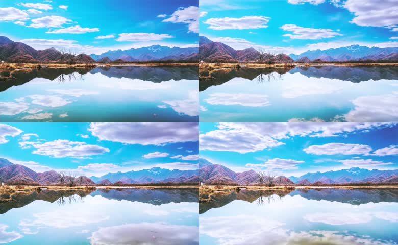湖面风景蓝天白