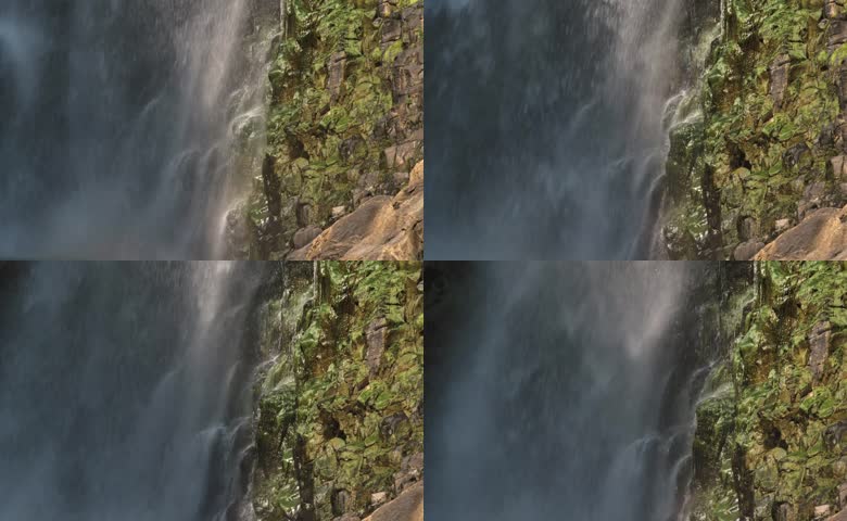 山间瀑布的飞流水景