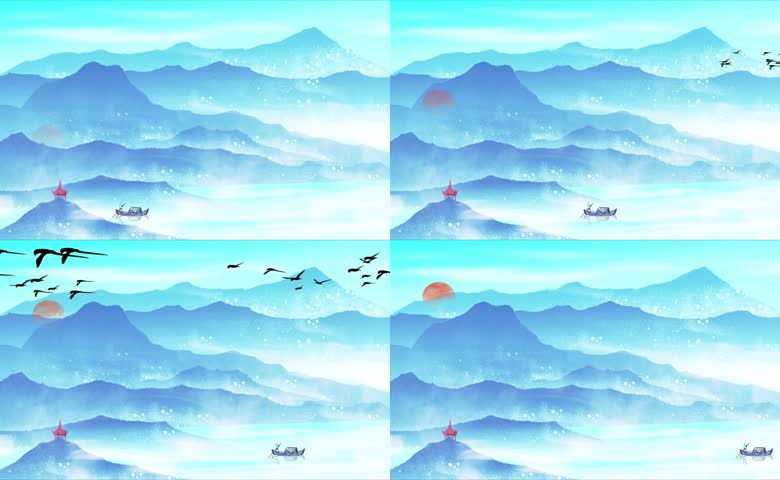 中国风水墨山水画背景素材