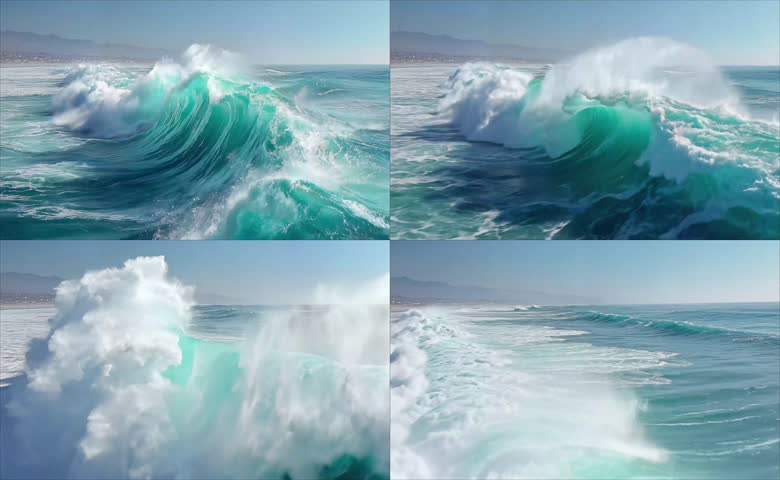 青绿色巨型海浪