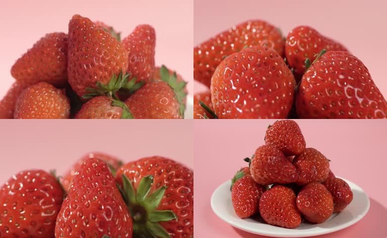 水润饱满新鲜草莓实拍