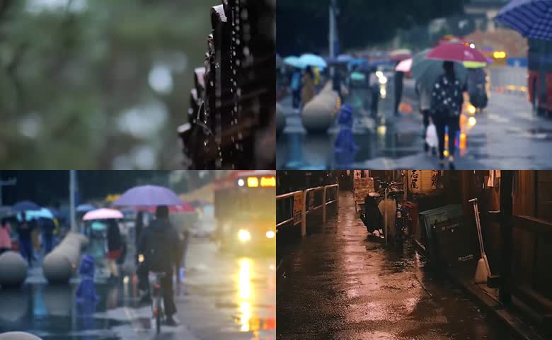 下雨落雨雨天街景雨夜城市