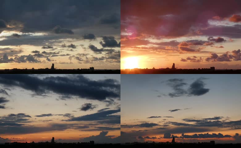 夕阳火烧云城市