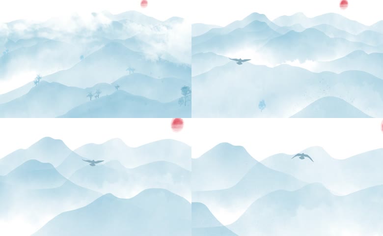 水墨山峰推进穿梭素材