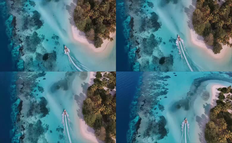 热带海岛碧蓝海水美景