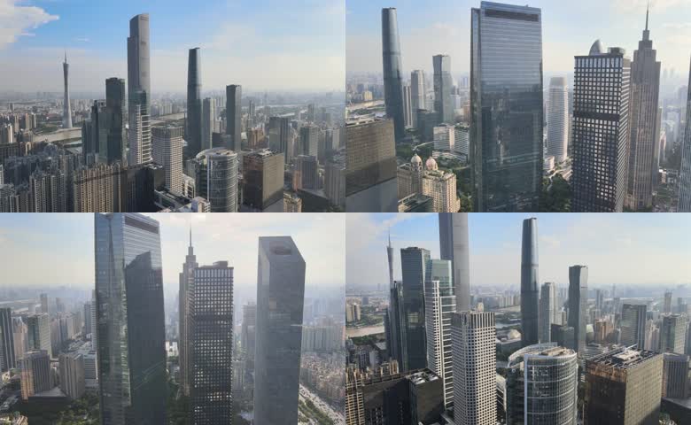 广州珠江新城 CBD 摩天建筑群航拍