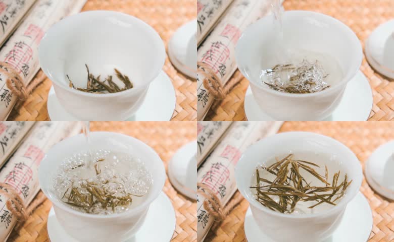 白瓷盖碗沏茶