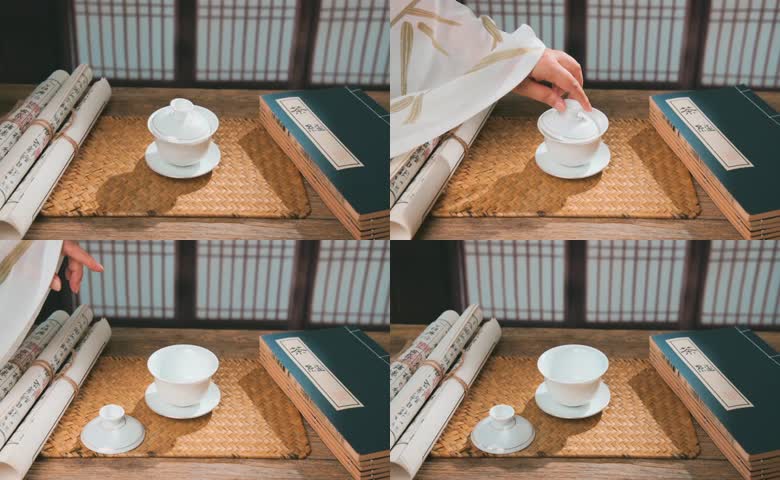 古风茶室沏茶场景