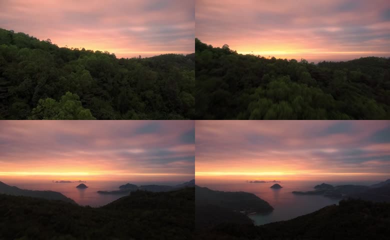黄昏连绵密林山野