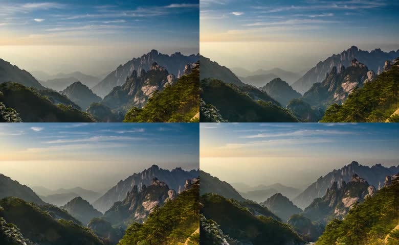 黄山层叠山峦晨雾远景