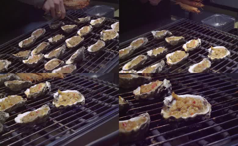 蒜蓉生蚝炭火烤制
