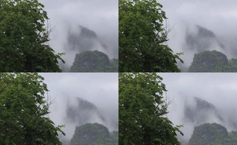 云雾下雨夏季山脉