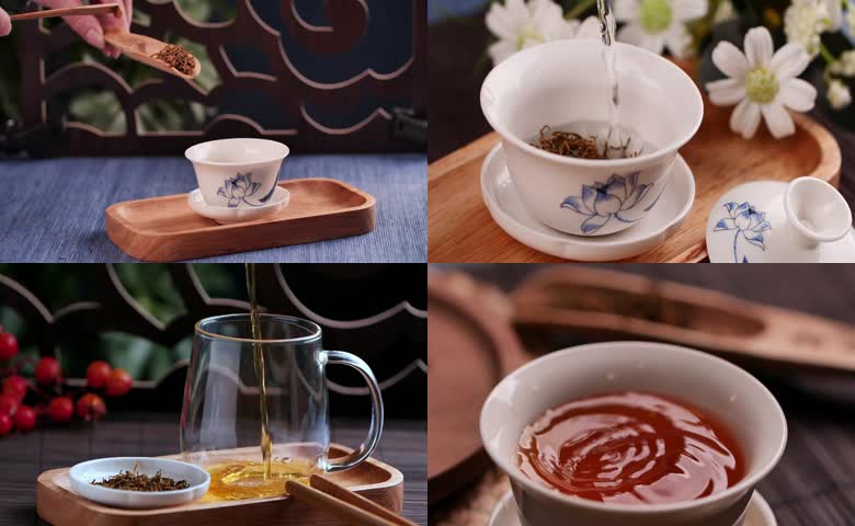 红茶投茶冲泡出汤