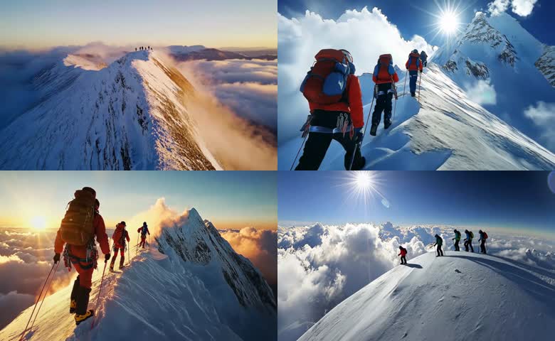 攀登雪山素材