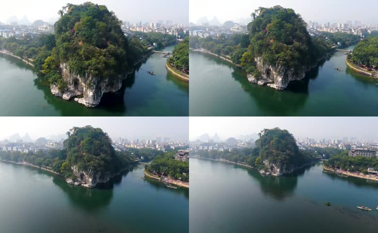 航拍桂林象鼻山临江全景