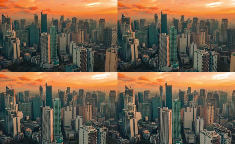 黄昏都市高楼