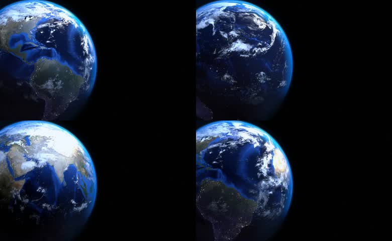地球太空自转蓝色星球