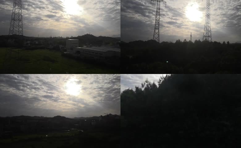 动车视角郊外乡村黄昏田野