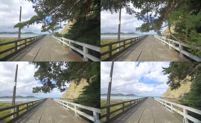 海边栈道的宁静海景与步道风光