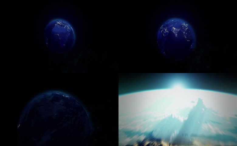 蓝色自转旋转星球