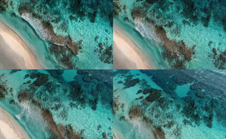 高空俯瞰浅滩碧海礁石