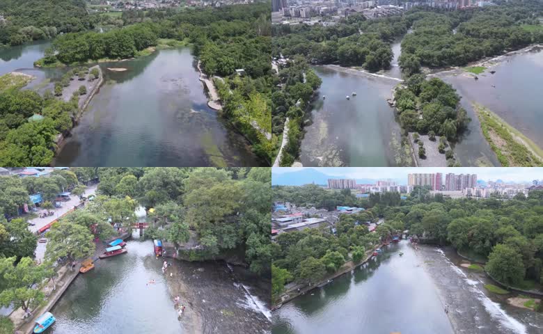 桂林林间石堰河道航拍