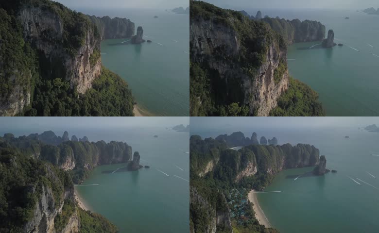 热带喀斯特海崖航拍