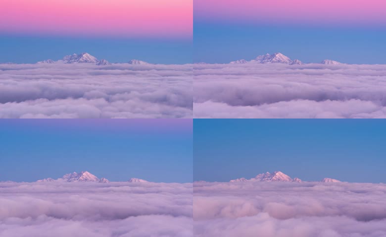 雪山云海流云夕阳日出