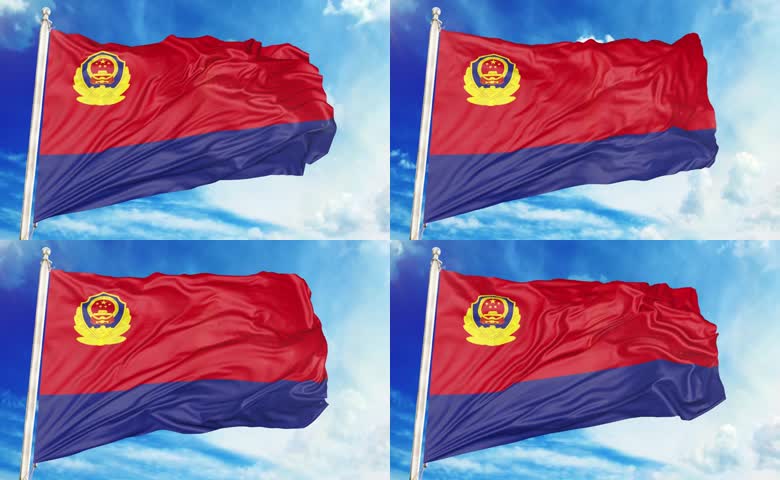 高清警旗飘扬