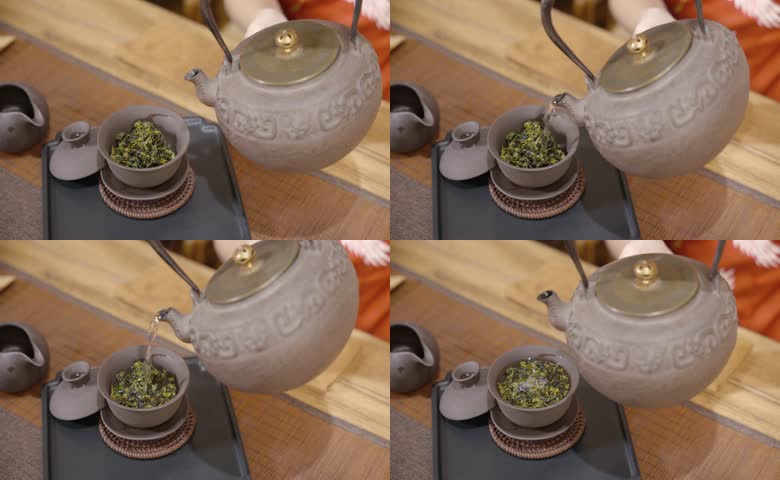 铁壶沸水冲泡盖碗茶叶