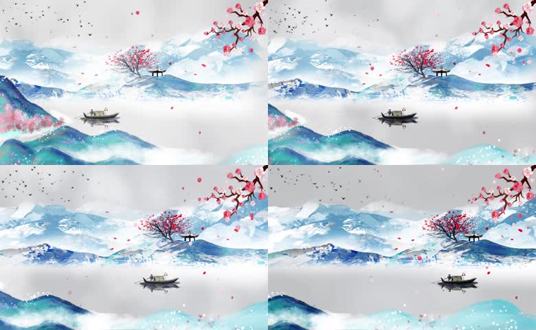 水墨梅花飘落素材