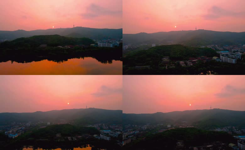 湖南长沙岳麓山景区的日落