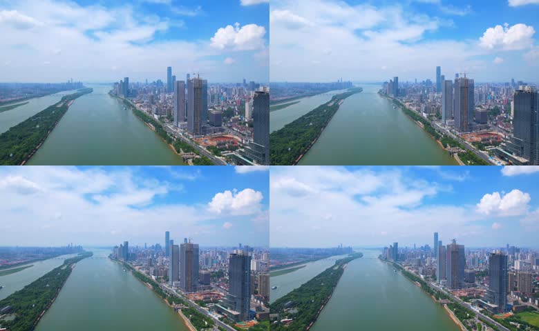 湖南长沙湘江沿岸城市自然风光