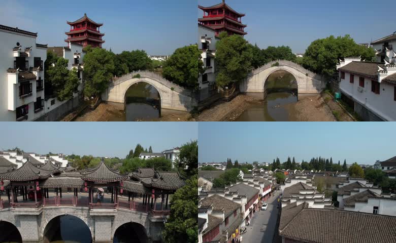 航拍合肥三河古镇景区