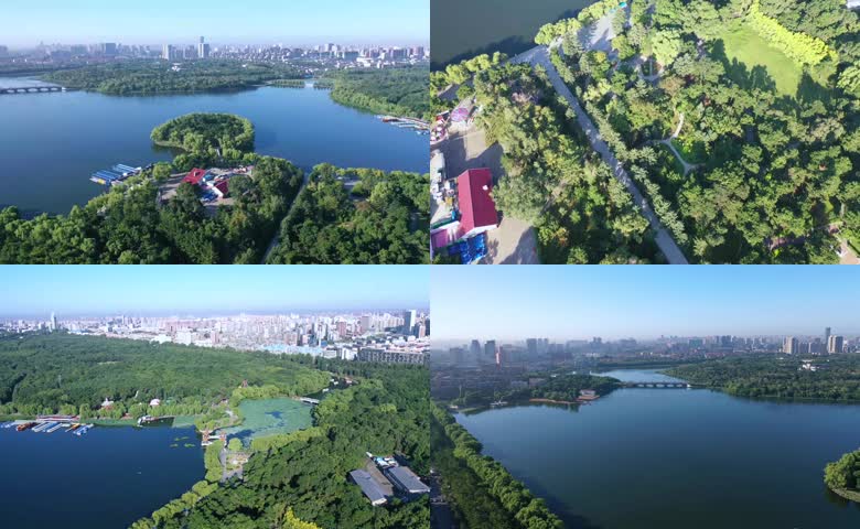 航拍长春南湖公园