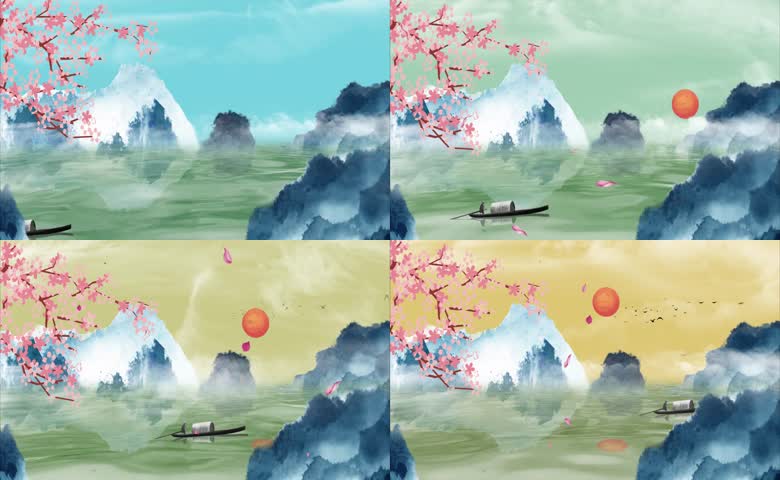 中国风水墨诗朗诵LED背景