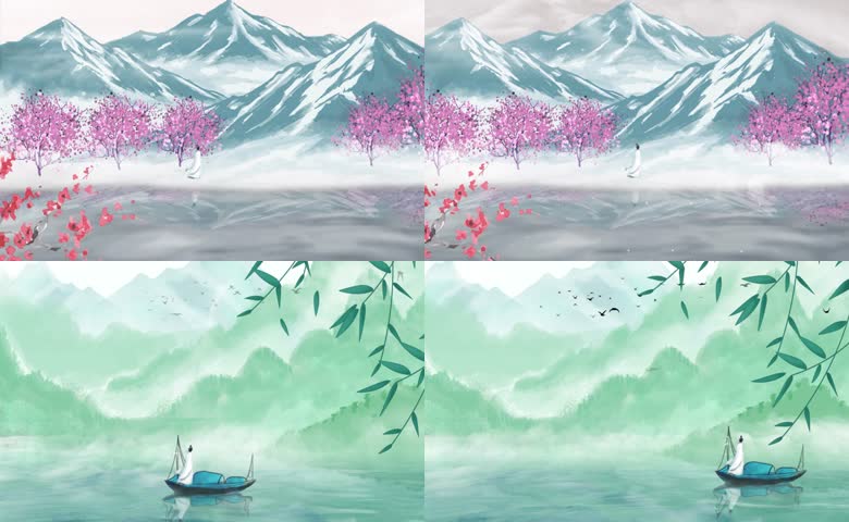 中国山水诗朗诵LED背景