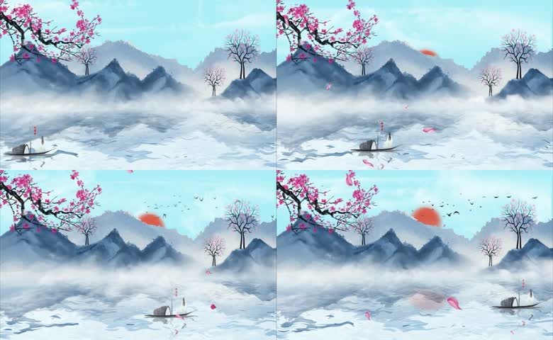 中国风水墨山水LED素材
