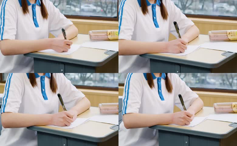 女生手写字记笔记特写实拍