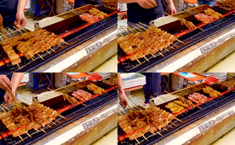 街边夜市炭火烤串
