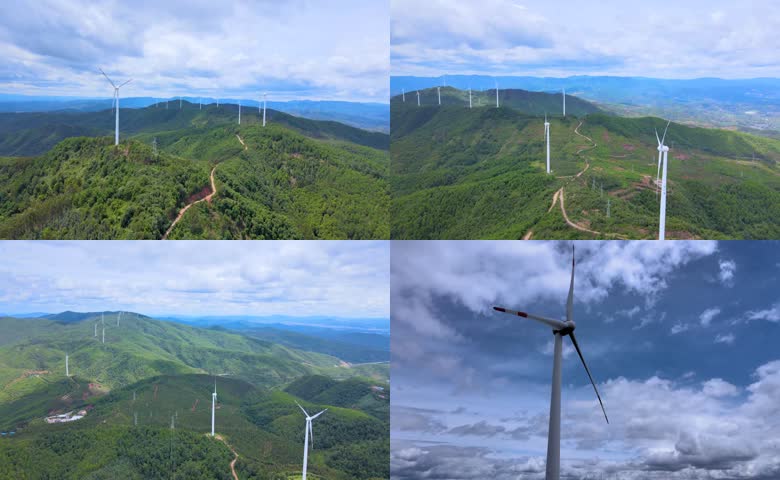 群山风机航拍景色