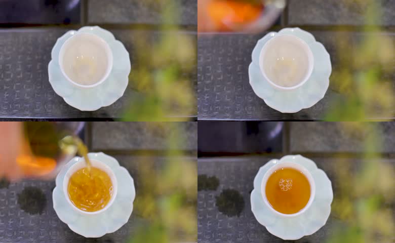 金黄茶汤入杯