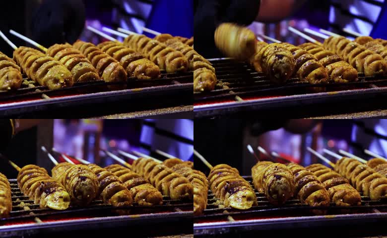 夜市烤面筋制作