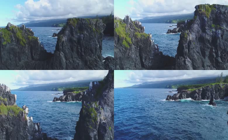 航拍海岸悬崖大海
