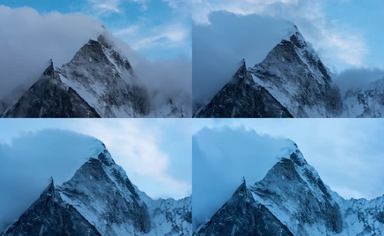 高山雪峰云雾景观