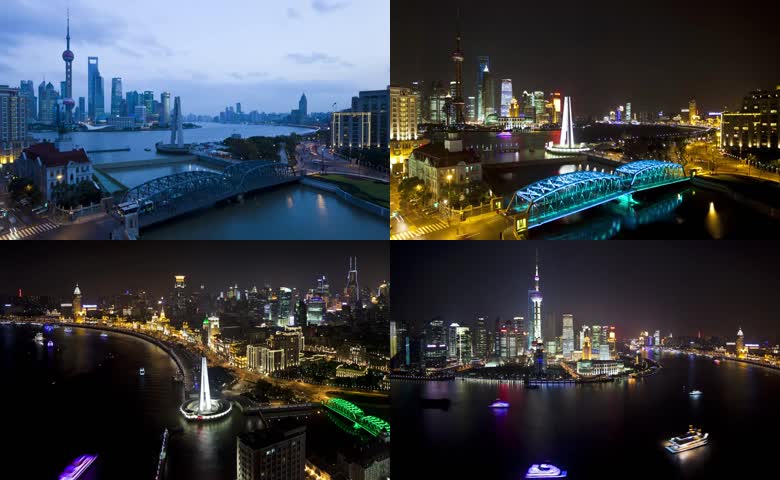 上海黄浦江夜景延时