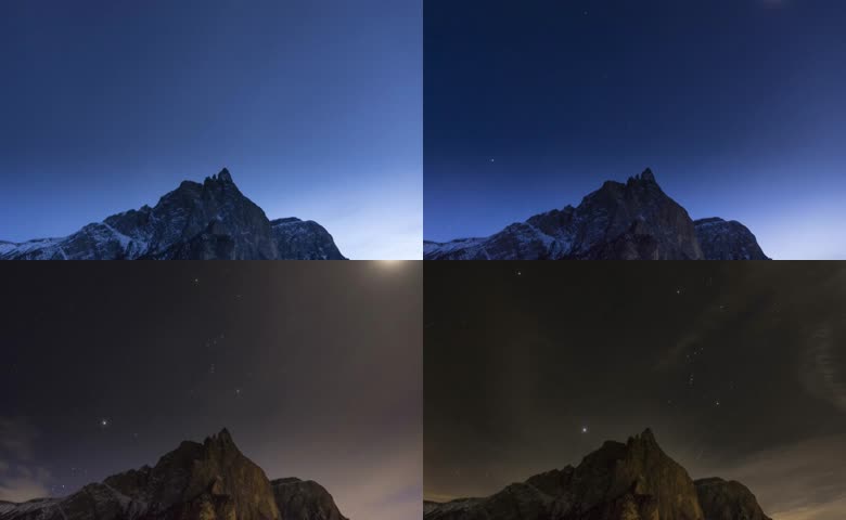 延时夜空下的雪山